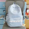 Mochila linda de estilo japonés con borde de encaje de estrellas, bolsa escolar de campus de alta apariencia, mochila pequeña para salidas de niñas