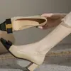 Outono 2026 Nova Cor Color Block Laço Estilo Francês Sapatos Femininos de Salto Quadrado Salto Grosso Salto Alto Temperamento Versátil Sapatos da Moda