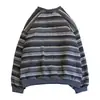 Suéter retro a rayas para hombre, de alta calidad, de una generación, holgado, cuello redondo, chaqueta, abrigo tipo suéter de estilo coreano relajado