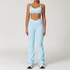 Conjunto Esportivo Zechuang Cintura Alta Cruzada Feminino Contraste de Cor Justo Nu Conjunto de Yoga para Corrida Fitness Yoga 9253