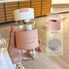 Vaso de Agua de Vidrio al por Mayor Verano Simple de Alto Valor Transparente Vaso de Alto Borosilicato Portátil con Asa con Funda para Vaso Vaso Práctico