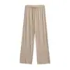 Pantalones Rectos de Cintura Alta con Cordón para Mujer, Otoño e Invierno, Estilo Retro Americano, Holgados, Pierna Ancha, con Rayas de Bloques de Color, Pantalones Casuales
