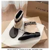 Sandalias de Tira en T Estilo Retro, Nuevo Estilo Primavera/Verano, Botas de Plataforma Estilo Wasteland, Botines Romanos Planos de Hebilla Metálica de Moda