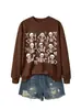 Sudadera casual de moda para mujer de Halloween con nueve marcos de calavera y lazo de estrella - Tienda independiente de Amazon eBay