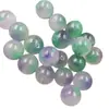 Cuentas redondas de jade con patrón verde violeta, cuentas de 14 mm verde violeta blanco para pulseras, collares y accesorios de joyería