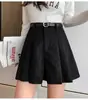 Calça Saia Plissada de Lã Corduroy Feminina Outono Inverno 2026 Nova Cintura Alta Emagrecimento Shorts Simples Versátil Calça Evasê