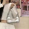 Bolso Plateado para Mujer Nuevo de Nicho Portátil Cadena Bolso Baguette Axila Bolso de Hombro Cruzado Versátil de Gama Alta