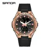 Popular Reloj Electrónico para Hombre Sanda Impermeable para Exteriores Tendencia de Moda Tecnología Negra Multifuncional Despertador para Hombre Reloj Cronógrafo