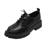 Zapatos pequeños de cuero estilo universitario británico para mujer 2024 Otoño e Invierno Nueva Moda Más fácil de combinar Cordones Suela gruesa Tacón grueso Mocasines casuales