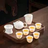 2026 Nuevo Modelo Porcelana de Jade Grasa de Oveja Juego de Té Kung Fu para Uso Doméstico, Incluye Gaiwan, Taza de Té y Mesa de Té, Juego de Tres Piezas