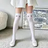 Calcetines JK Blancos de Estilo Japonés para Verano, Delgados de Terciopelo, Hasta la Rodilla, con Estampado de Niña Dulce y Linda, Expresión de Dibujos Animados
