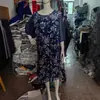 Exportação Transfronteiriça Europeu e Americano Novo Verão 2025 Moda Amazon Vestido Elegante com Gola Redonda Estampado