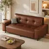 Sofá para sala de estar, apartamento pequeño, sofá simple de línea recta para uso doméstico, adecuado para apartamentos de alquiler, recepción de oficina, sofá cama de cuero