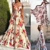 2027 Nuevo Vestido Largo de Tirantes sin Mangas Estampado Acampanado sin Espalda Estilo Europeo y Americano para Mujer Comercio Transfronterizo de Amazon