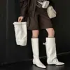 Botas altas de pierna de pantalón de nuevo estilo, desmontables, bidireccionales, hasta la rodilla, con tacón oculto y hebilla de cinturón, adelgazantes, moda de chica popular