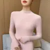 Suéter de Cachemira de Cuello Alto a Media Altura Listo para Usar de Primera Línea para Mujer 100% Cachemira Pura Rayas Aspecto Adelgazante Suéter de Punto para Vestir por Debajo