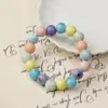 Macaron Cor Mista Contas Antigas Pulseira Multi-Círculo Pulseira Pulseira Flor de Pessegueiro Verão Mori Doce Corrente Feita à Mão