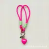 Lanyard Trenzado Corto de Colores Dopamina para Teléfono, Correa de Muñeca para Mujeres con Clip Antiperdida en Forma de Corazón, Moderno