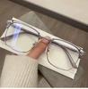 Óculos de miopia com armação semi-aro TR90 tecnologia masculina retrô luz azul anti-luz azul suave negócio ruffian bonito armação de linha de sobrancelha de olho plana
