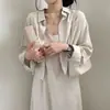 Estilo Coreano Chic Primavera y Otoño Estilo Francés Retro Elegante Reductor de Edad Sexy Vestido de Tirantes Conjunto de Dos Piezas de Camisa y Chaqueta para Mujer