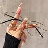 Nuevas Gafas Doradas de Estilo Universitario Coreano con Montura Ovalada para Mujeres Miopes Se Pueden Equipar con Lentes Ultra Ligeras Transparentes Anti-Luz Azul