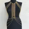 WMS Nuevo Estilo Europeo y Americano Cadena de Pecho de Aleación Metálica, Cadena de Cintura, Conjunto de Cadena Corporal en Dorado, Plateado, Negro Gunmetal B10