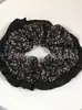 Elástico de Cabelo Scrunchie Listrado com Renda Estilo Coreano para Mulheres, Acessório de Cabelo Suave e Elegante, Elástico de Cabelo Scrunchie Estilo Coreano