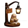 Nova Lâmpada Pendente Fantasma Transfronteiriça, lâmpada pendente de resina com pingente de fantasma lendo livro, decoração de Halloween