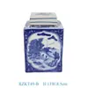Latão de Chá Cerâmico Jingdezhen Azul e Branco Nova Chinoiserie Retrô Cerâmica Doméstica Selada para Chá Pote Quadrado à Prova de Umidade
