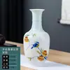 Nuevo Estilo Chino Flor de Loto y Peonía Pintados a Mano Cerámica Jarrón Pequeño Jingdezhen Jarrón Pequeño Transparente Adornos para Arreglos Florales de Sala de Estar