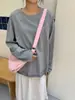Camiseta de Manga Larga con Cuello Redondo Estilo Coreano Huang Zheng para Mujer, Holgada, Casual, Camiseta Base Top 123Tz8339