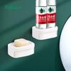 FaSoLa jabonera doméstica multifuncional de doble capa con drenaje para baño, inodoro, montada en la pared sin perforaciones