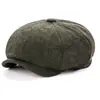 Gorra de Boina de Lana Espiga Retro Británica, Cálida para Otoño e Invierno, Unisex, Moda Casual, Octogonal, Gorra Adelantada