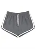 Shorts esportivos femininos Cross-Border, modelo 2025, cor sólida, elástico na cintura, cordão ajustável, modelagem solta, pernas largas, estilo casual, ideais para estudantes.