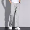 Pantalones casuales de seda italiana de alta gama antiarrugas 2026 verano finos holgados rectos para hombre pantalones de vestir