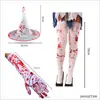 Disfraz de Halloween Calcetines de Sangre Delantal Accesorios de Mascarada Calcetines Sangrantes de Halloween Calcetines de Halloween Cuchillo de Sangre Bandera