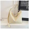 Bolsa de Ombro Listrada Simples Transfronteiriça Estilo Coreano Moda Casual Nova Bolsa Tote de Grande Capacidade Bolsa de Lona Preguiçosa de Axila
