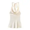 Vestido Feminino de Cetim de Seda com Gola Halter Estilo Europeu e Americano Primavera 2026 12299
