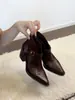 Versión de Piel de Vaca~Hebilla de Metal Casual 2026 Color Pulido Retro Versátil Minimalista Botines de Tacón Alto para Mujer Zapatos de Tacón Alto de Cuero Lavado