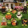 Set de Decoración de Patio Exterior para Halloween con Estacas, Calabaza Fantasma Bruja y Gato Negro Señal de Suelo