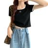 Camiseta em Formato de Coração para Mulheres, Estilo Curto Tendência, Estilo Streetwear Quente, Estilo Desejo Puro, Cropped de Manga Curta Slim Fit, Novo Modelo de Verão 2026