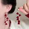 Pendientes de Perla Red Velvet para Año Nuevo 2026 para Mujer, Pendientes que Realzan el Blanco con Diseño de Nicho, Accesorios de Oreja Retro Estilo Hong Kong para Año Nuevo