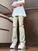 Pantalones de mezclilla lavada estilo americano para hombre, nuevos pantalones rectos ajustados para primavera/otoño, adelgazantes, ligeramente acampanados, pantalones largos casuales