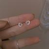 Jufeng S925 prata em forma de coração brincos de diamante novo simples amor zircão brincos moda personalidade temperamento brincos