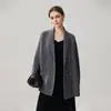 Estilo intelectual, suave e moderno, suéter de malha de cashmere de abotoamento duplo, macio e elegante, para mulheres, com visual que afina a silhueta e de alta qualidade, com gola de lapela