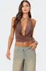 Europa y Estados Unidos transfronterizo 2025 primavera nuevo diseño de chaleco de cordones para mujer tendencia de chica hot con cuello halter sin espalda todo lo combina
