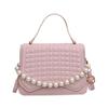 Comercio exterior transfronterizo Bolso de mujer a cuadros texturizado de moda para mujer Bolso de hombro elegante 2024 color liso estilo coreano estilo occidental bolso pequeño cuadrado cruzado