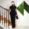 Conjunto de Verano 2026 Europeo y Americano para Mujer Conjunto de Color Puro Moda Top con Lazo Pantalones de Pierna Ancha de Cintura Alta Conjunto de Dos Piezas