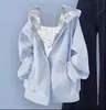 Conjunto informal de dos piezas para niñas: chaqueta con capucha de retazos a cuadros estilo coreano, salada y dulce, delgada, y pantalones anchos holgados.