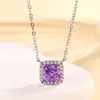 2024 Nuevo Joyería Huabi Base de Cobre Chapado en Oro Diamante de Alto Carbono Corte Flor de Hielo Cuadrado Princesa Juego de Cobre Traje Simple Piedra 8*8